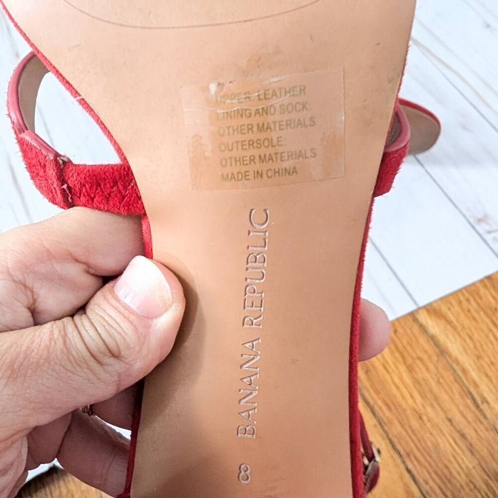 Banana Republic Laser Cut Low Block Heel Suede Sandals - Picture 5 of 6